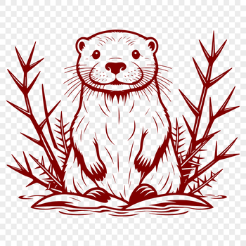 A vector illustration of a otter in a natural environment.