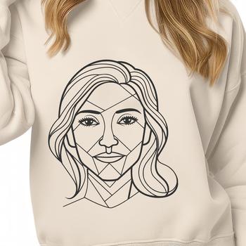 A stylized illustration of a woman in simple shapes, suitable for vector design and cutting machine projects.