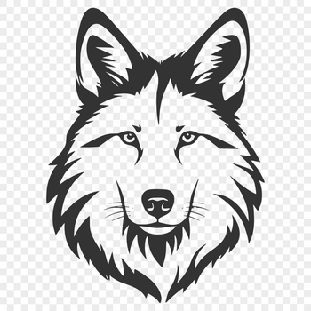 A vector illustration of a wolf's head, suitable for cutting machines and digital design.