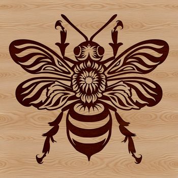 Ornate illustration of a honey bee in vector format