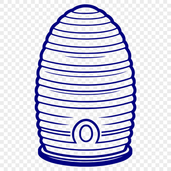 A stylized illustration of a beehive with detailed honeycombs and bees, suitable for graphic design and commercial use.
