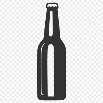A bottle of beer with a foamy head, depicted in simple vector graphics.