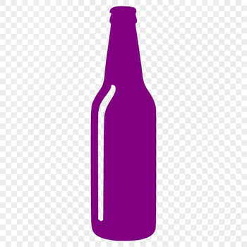 A transparent illustration of a beer bottle with frothy head.