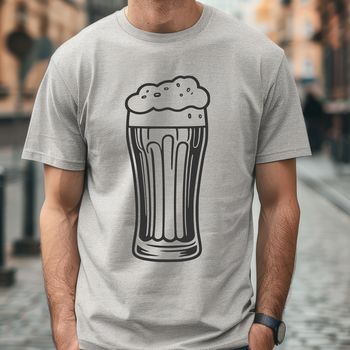 A transparent illustration of a beer glass filled with a golden liquid.