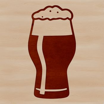 A stylized illustration of a glass containing a cold beer.