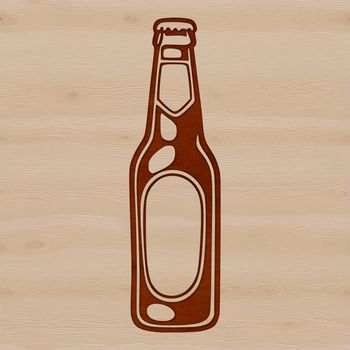 Illustrated glass bottle with beer, designed as vector art for cutting machines and digital design projects.