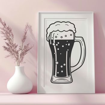 A transparent vector illustration of a beer in a glass, suitable for cutting or laser engraving.