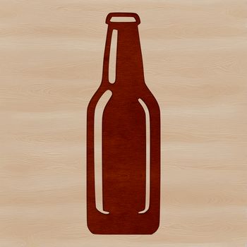 A stylized illustration of a bottle of beer with a foamy head.