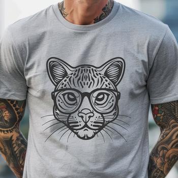 A stylized vector graphic representation of a big cat, specifically an ocelot, suitable for digital use.