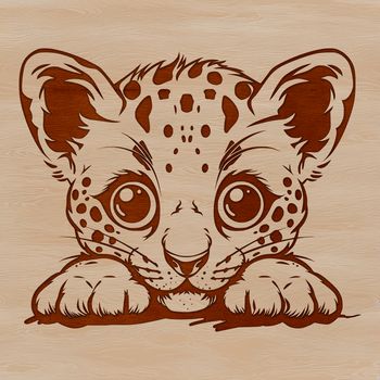 A close-up illustration of an ocelot's face, showcasing its distinctive features.