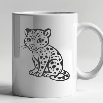 A wild ocelot sitting on its haunches, depicted as a detailed vector illustration.