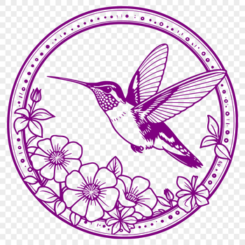 A colorful hummingbird perched on a floral branch, depicted in vector design.