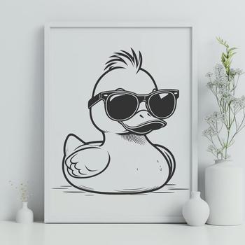 A cartoon duck wearing sunglasses as a clip art illustration.