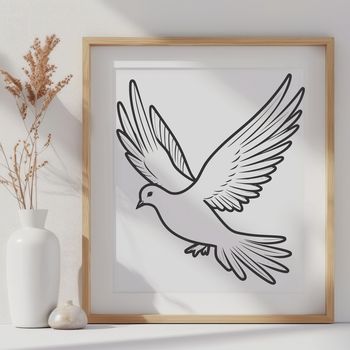 A white bird with a gentle expression, symbolizing peace.