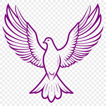 A white dove with outstretched wings, symbolizing peace and tranquility in various religious contexts.