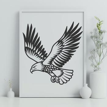 Illustrative graphic of a majestic flying eagle in vector format.
