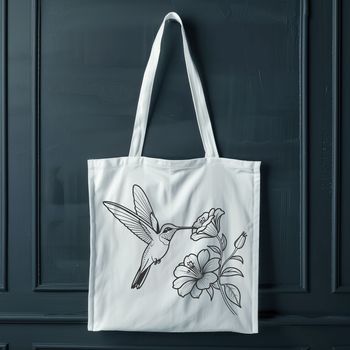 A colorful hummingbird perched on a floral branch, suitable for digital crafts and design.