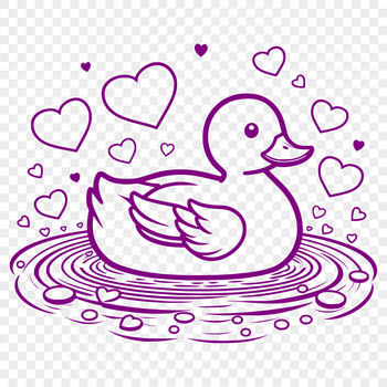 A vector illustration of a duck with love hearts, suitable for various digital designs.