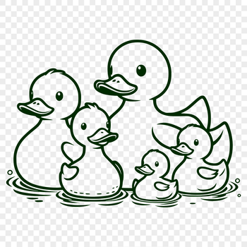 An isolated bird drawing of a duck in a neutral color palette for graphic design use.