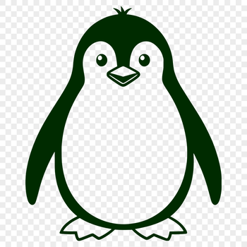 An outline design of a single penguin with a minimalist style.