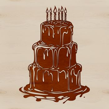 An SVG graphic of a traditional birthday dessert featuring layers of frosting and sprinkles.
