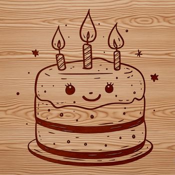 A colorful illustration of a birthday cake with candles, ideal for crafting or design projects.
