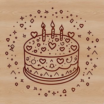A colorful birthday cake with love hearts design, perfect for a special celebration.