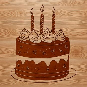 A colorful illustration of a traditional birthday cake with candles, perfect for personal or commercial use in vector format.
