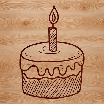 A traditional birthday cake design featuring multi-tiered layers and colorful frosting.