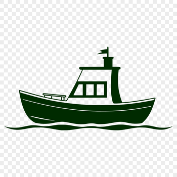 A diagrammatic representation of a boat made from vector lines and shapes.