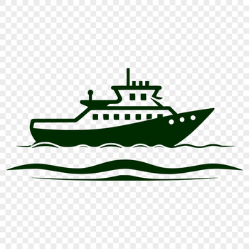 A simple outline illustration of a boat in vector format.