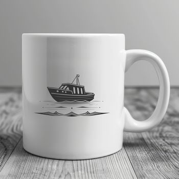 A digital illustration of a boat with intricate details.