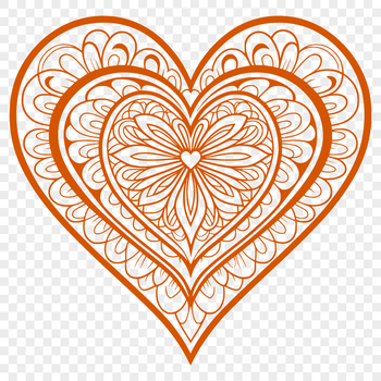 An SVG vector art illustration of a love heart surrounded by intricate patterns in a geometric mandala style.