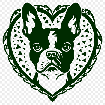An SVG rendering of a Boston Terrier breed dog's facial features.