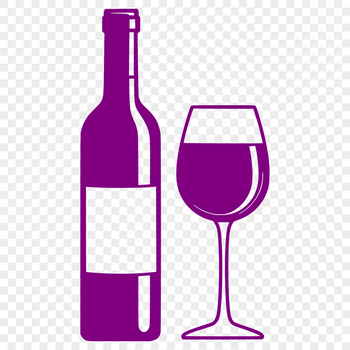 A vector graphic representation of a wine bottle on a table with a partially filled glass nearby.