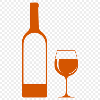 A digital representation of a wine bottle in a glass.