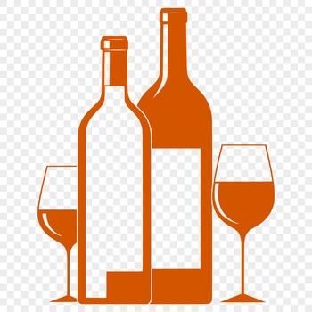 An abstract design featuring the shape of a wine glass filled with wine.