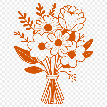 An elegant floral design featuring a bunch of flowers tied together with a ribbon or stem.