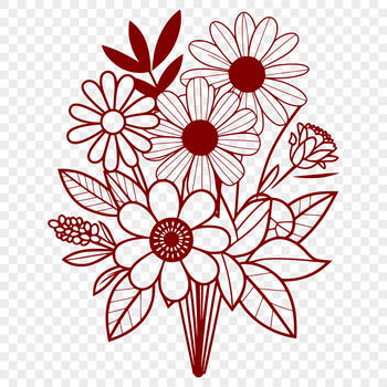 A floral pattern featuring a collection of flowers tied together with a ribbon.