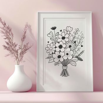A digital bouquet of flowers, designed as a vector art template for craft projects using cutting machines like Cricut.