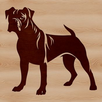 A digital illustration of a standing Boxer dog breed.