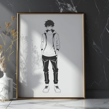 A vector graphic representation of a single child in a casual pose.