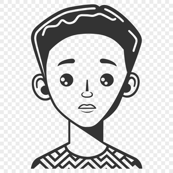 A simple illustration of a young boy with a smile.