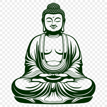 A vector illustration of the Buddha in a serene pose, suitable for various design applications.