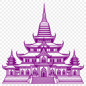 A traditional Buddhist temple with intricate architectural details, suitable for vector graphic design.