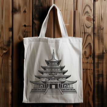 Detailed illustration of a traditional Buddhist temple with intricate architecture.