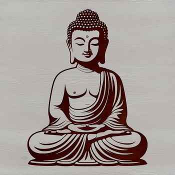 A vector representation of the Buddha figure in a classic pose.
