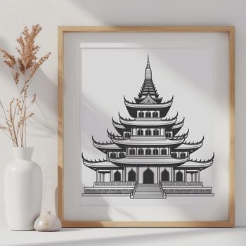 A traditional Buddhist temple with intricate architecture, inspired by Asian design.