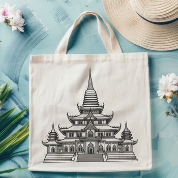 An ornate Buddhist temple design rendered as a vector graphic image.