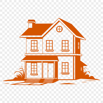 A 2D illustration of a modern single-family home with a simple design.